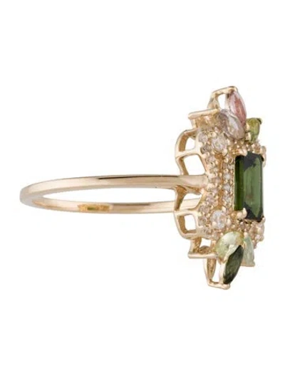 Pre-owned Ring 14k 1.08ctw Tourmaline & Sapphire Cocktail  In Multi
