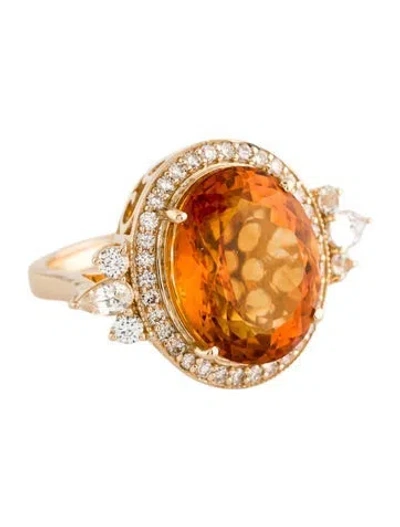 Pre-owned Ring 14k 10.94ctw Citrine, Sapphire & Diamond Cocktail  In Multi