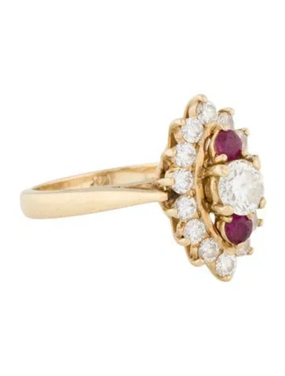 Pre-owned Ring 14k 1.09ctw Diamond & Ruby Cocktail  In Multi