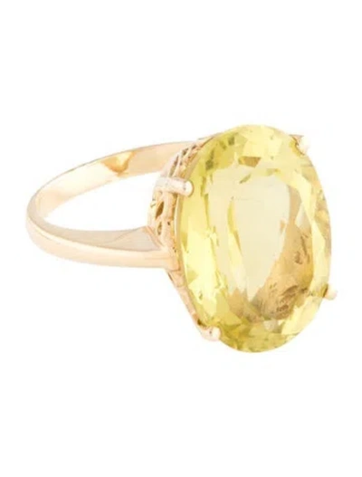 Pre-owned Ring 14k 11.02ct Quartz Cocktail  In Multi