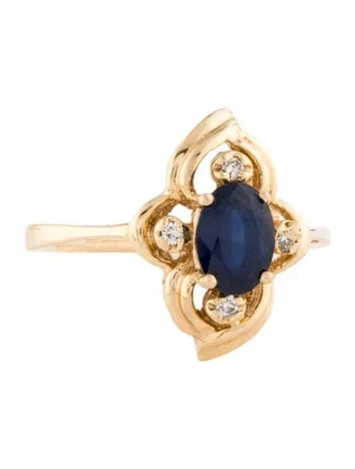 Pre-owned Ring 14k 1.10ct Sapphire & Diamond Cocktail  In Multi