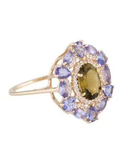 Pre-owned Ring 14k 1.10ct Tourmaline, Tanzanite, & Sapphire Cocktail  In Multi