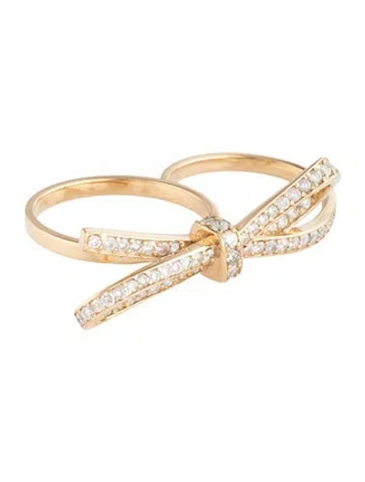 Pre-owned Ring 14k 1.10ctw Diamond Bow Double Finger  In Multicolor