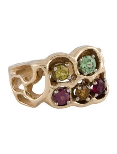 Pre-owned Ring 14k 1.10ctw Garnet & Demantoid Garnet Band In Multi