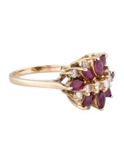 Pre-owned Ring 14k 1.10ctw Ruby & Diamond Cocktail  In Multi