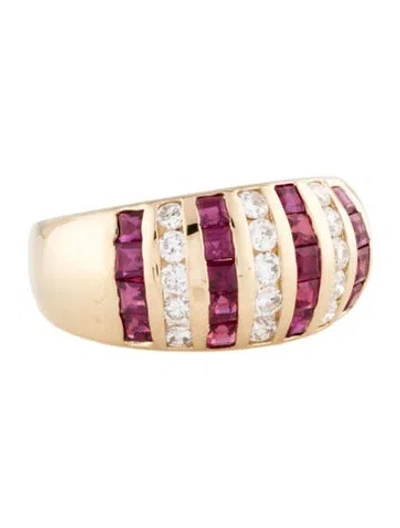 Pre-owned Ring 14k 1.10ctw Ruby & Diamond Dome Cocktail  In Multi