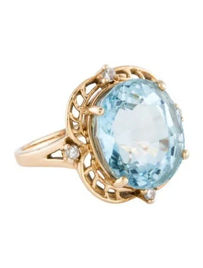 Pre-owned Ring 14k 11.10ctw Topaz & Diamond Cocktail  In Multi