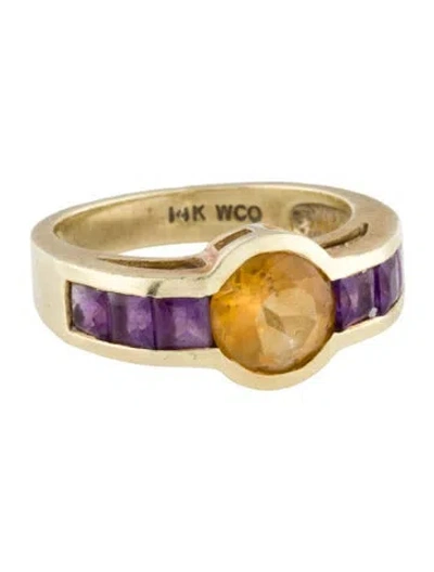 Pre-owned Ring 14k 1.11ct Citrine & Amethyst Cocktail  In Multi