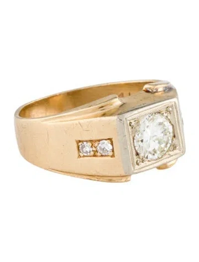 Pre-owned Ring 14k 1.11ctw Diamond Signet  In Multi