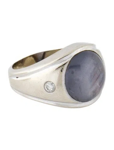 Pre-owned Ring 14k 11.28ct Star Sapphire & Diamond Cocktail  In Multi