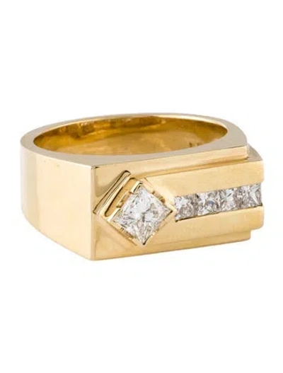 Pre-owned Ring 14k 1.12ctw Diamond Signet  In Multicolor