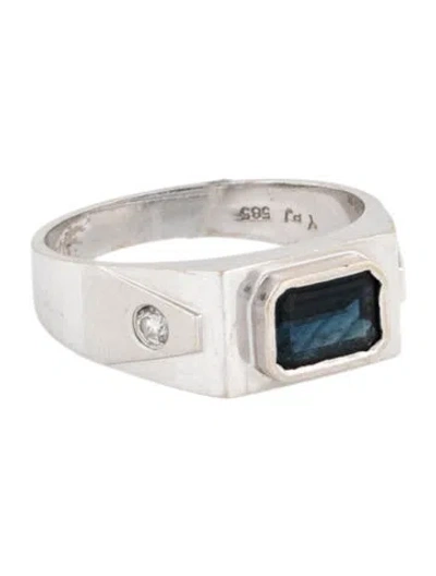 Pre-owned Ring 14k 1.13ct Sapphire & Diamond Signet  In Multicolor