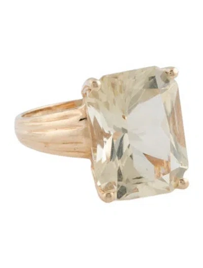 Pre-owned Ring 14k 11.44ct Feldspar Solitaire Cocktail  In Multi