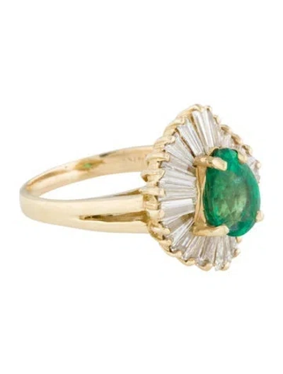 Pre-owned Ring 14k 1.14ct Emerald & Diamond Cocktail  In Multi