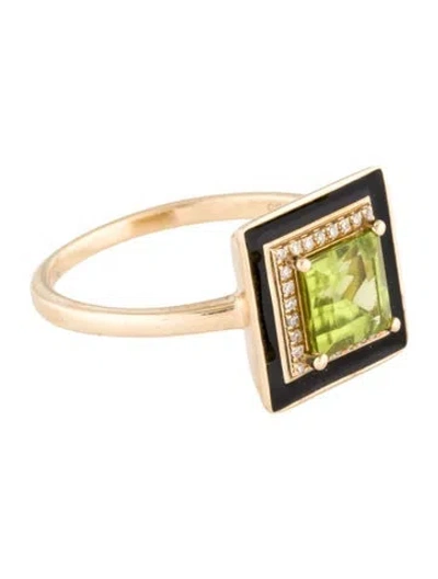Pre-owned Ring 14k 1.14ct Peridot & Diamond Cocktail  In Multi