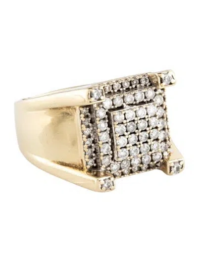 Pre-owned Ring 14k 1.14ctw Diamond Signet  In Multicolor