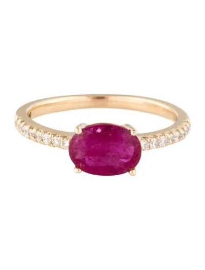 Pre-owned Ring 14k 1.15ctw Ruby & Diamond Cocktail  In Multi