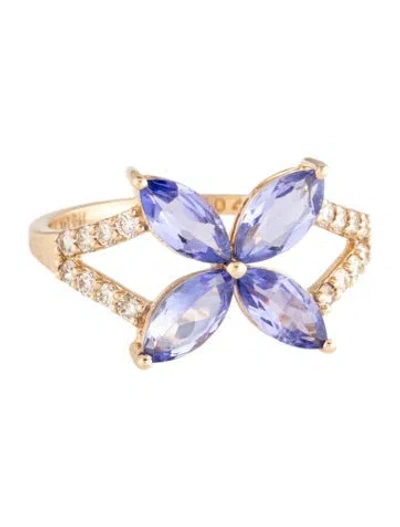Pre-owned Ring 14k 1.15ctw Tanzanite & Diamond Cocktail  In Multicolor