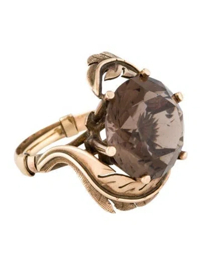 Pre-owned Ring 14k 11.62ctw Smoky Quartz Cocktail  In Multi