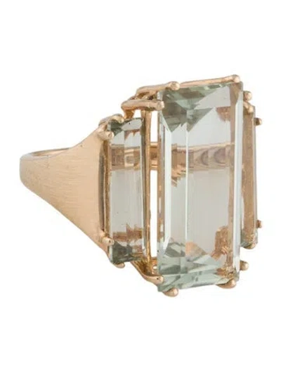 Pre-owned Ring 14k 11.63ctw Prasiolite Cocktail  In Multi