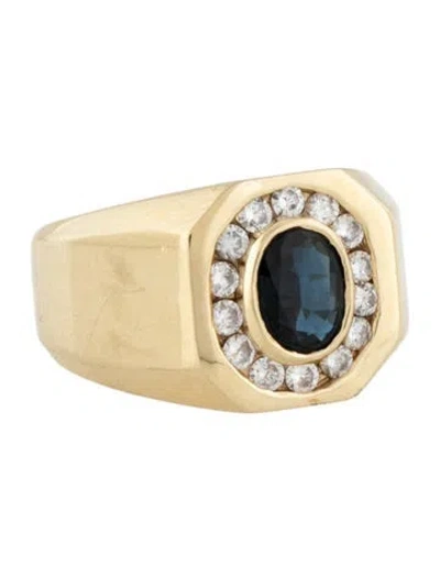Pre-owned Ring 14k 1.16ct Sapphire & Diamond Signet  In Multicolor