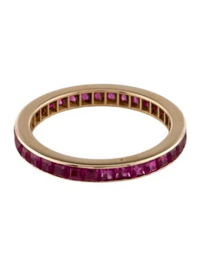 Pre-owned Ring 14k 1.18ctw Synthetic Ruby & Ruby Eternity Band In Multi