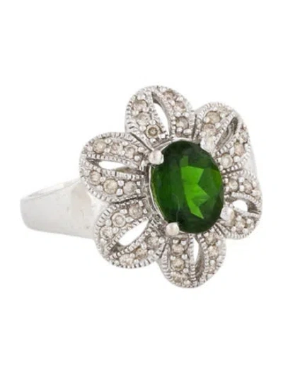 Pre-owned Ring 14k 1.19ct Diopside & Diamond Cocktail  In Multi