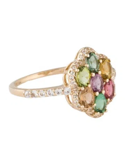 Pre-owned Ring 14k 1.19ctw Tourmaline & Sapphire Cocktail  In Multi