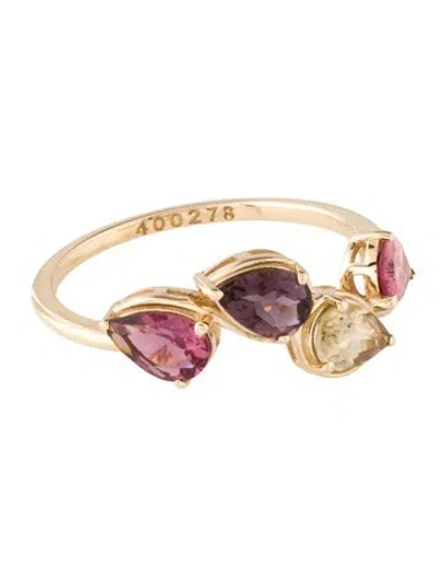 Pre-owned Ring 14k 1.20ct Tourmaline 4-stone  In Multicolor