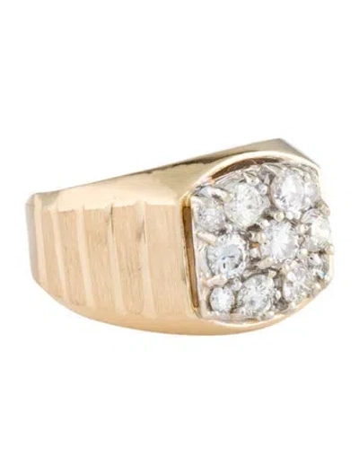 Pre-owned Ring 14k 1.20ctw Diamond Signet  In Multi