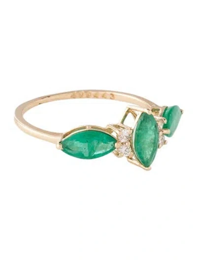 Pre-owned Ring 14k 1.20ctw Emerald & Diamond Cocktail  In Multicolor