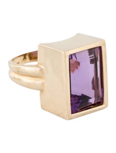 Pre-owned Ring 14k 12.14ctw Amethyst Cocktail  In Multi