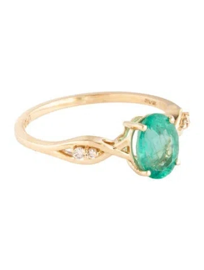 Pre-owned Ring 14k 1.21ct Emerald & Diamond Cocktail  In Multicolor