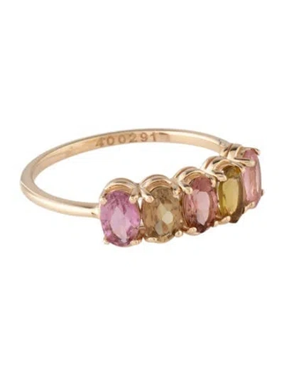 Pre-owned Ring 14k 1.21ct Tourmaline 5-stone  In Multicolor