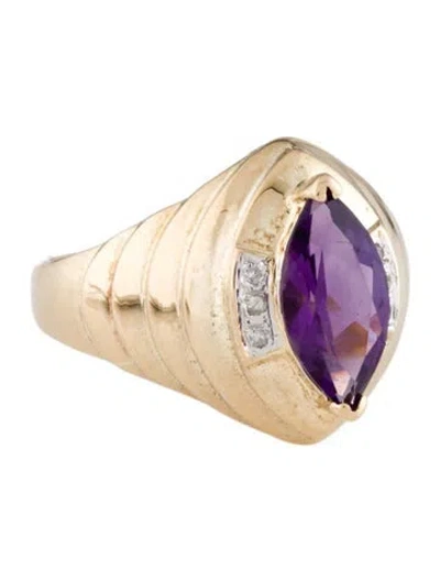 Pre-owned Ring 14k 1.22ct Amethyst & Diamond Cocktail  In Multi