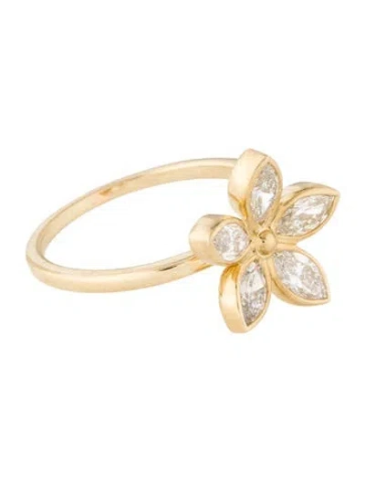 Pre-owned Ring 14k 1.22ct Diamond Flower Cocktail  In Multi