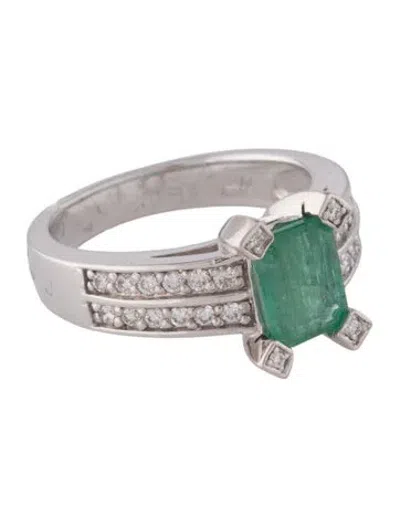 Pre-owned Ring 14k 1.25ct Emerald & Diamond Cocktail  In Multi