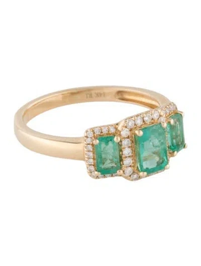 Pre-owned Ring 14k 1.25ctw Emerald & Diamond Cocktail  In Multi