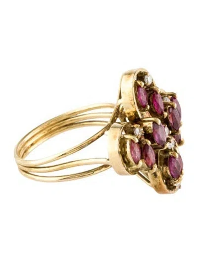 Pre-owned Ring 14k 1.25ctw Ruby & Diamond Cocktail  In Multi