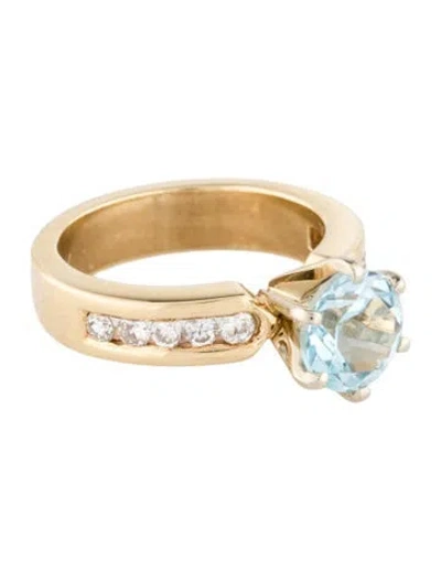 Pre-owned Ring 14k 1.26ct Topaz & Diamond  In Multi