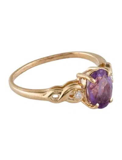 Pre-owned Ring 14k 1.26ctw Amethyst & Diamond Cocktail  In Multi