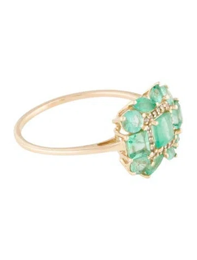 Pre-owned Ring 14k 1.27ct Emerald & Sapphire Cocktail  In Multi