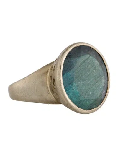 Pre-owned Ring 14k 12.82ct Labradorite & Diamond Cocktail  In Multi