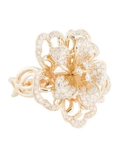 Pre-owned Ring 14k 1.30ctw Diamond Flower Cocktail  In Multi