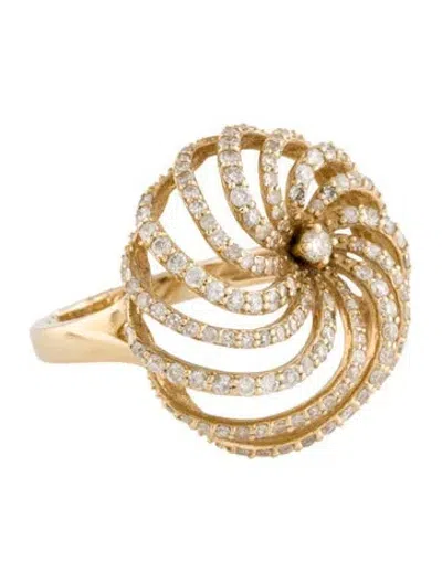 Pre-owned Ring 14k 1.30ctw Diamond Swirl Cocktail  In Multi