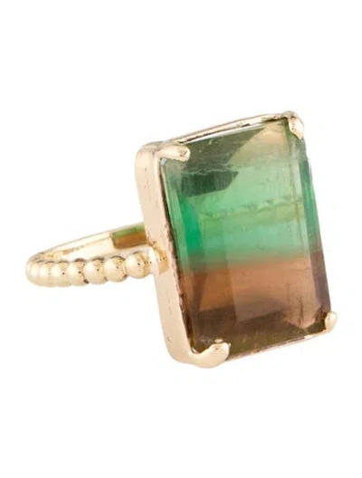 Pre-owned Ring 14k 13.10ct Fluorite Cocktail  In Multi