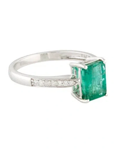 Pre-owned Ring 14k 1.33ct Emerald & Diamond Cocktail  In Multi