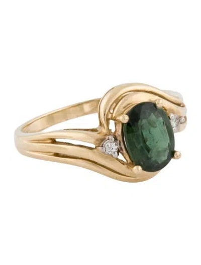 Pre-owned Ring 14k 1.33ct Green Sapphire & Diamond  In Multi