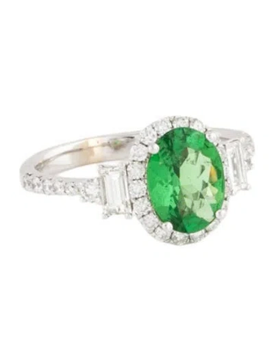 Pre-owned Ring 14k 1.33ct Tsavorite Garnet & Diamond Engagement  In Multi