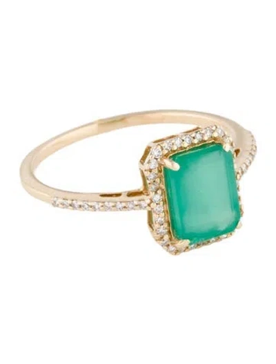 Pre-owned Ring 14k 1.34ct Emerald & Diamond Cocktail  In Multi